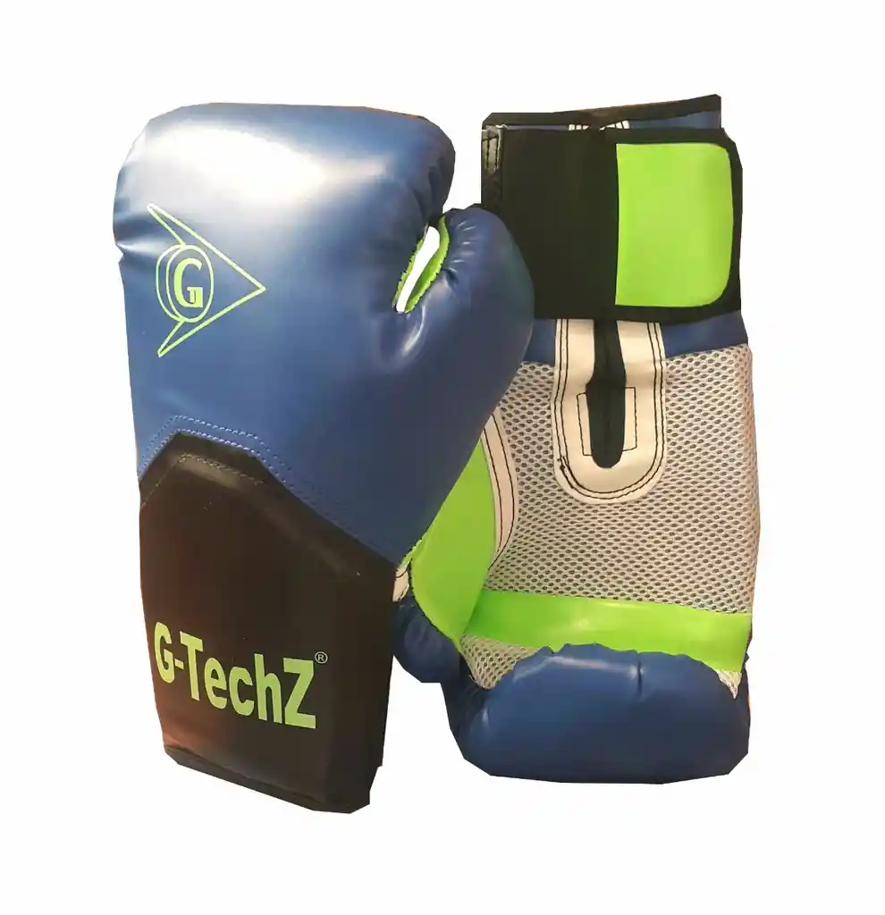 Guantes Boxeo Gtechz 14 Oz Kick Boxing Importados- Azul/verde