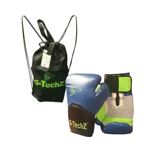 Guantes Boxeo Gtechz 14 Oz Kick Boxing Importados- Azul/verde