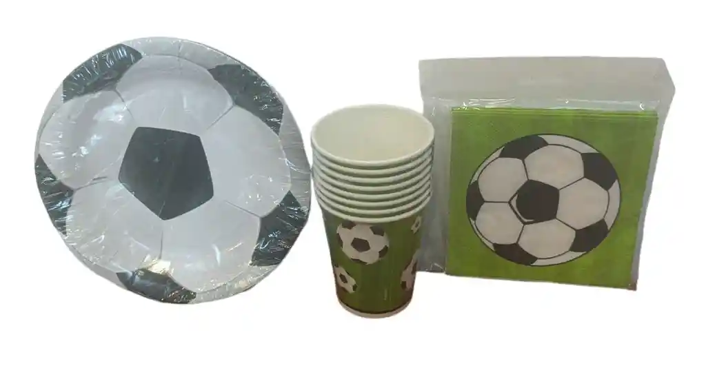 Set Platos, Vasos Y Servilletas Sempertex Futbol X8 Unidades