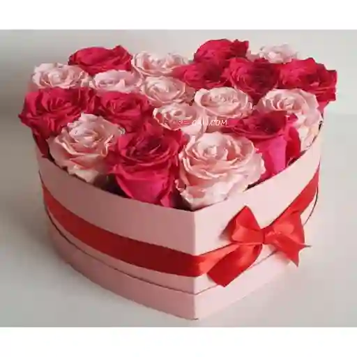 Corazón De Rosas Fucsia Y Rosada