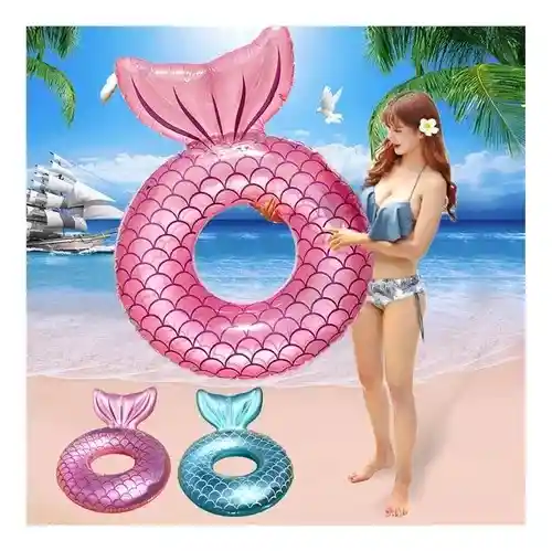 Flotador Inflable Piscina, Mar Cola Sirena 70 Cm