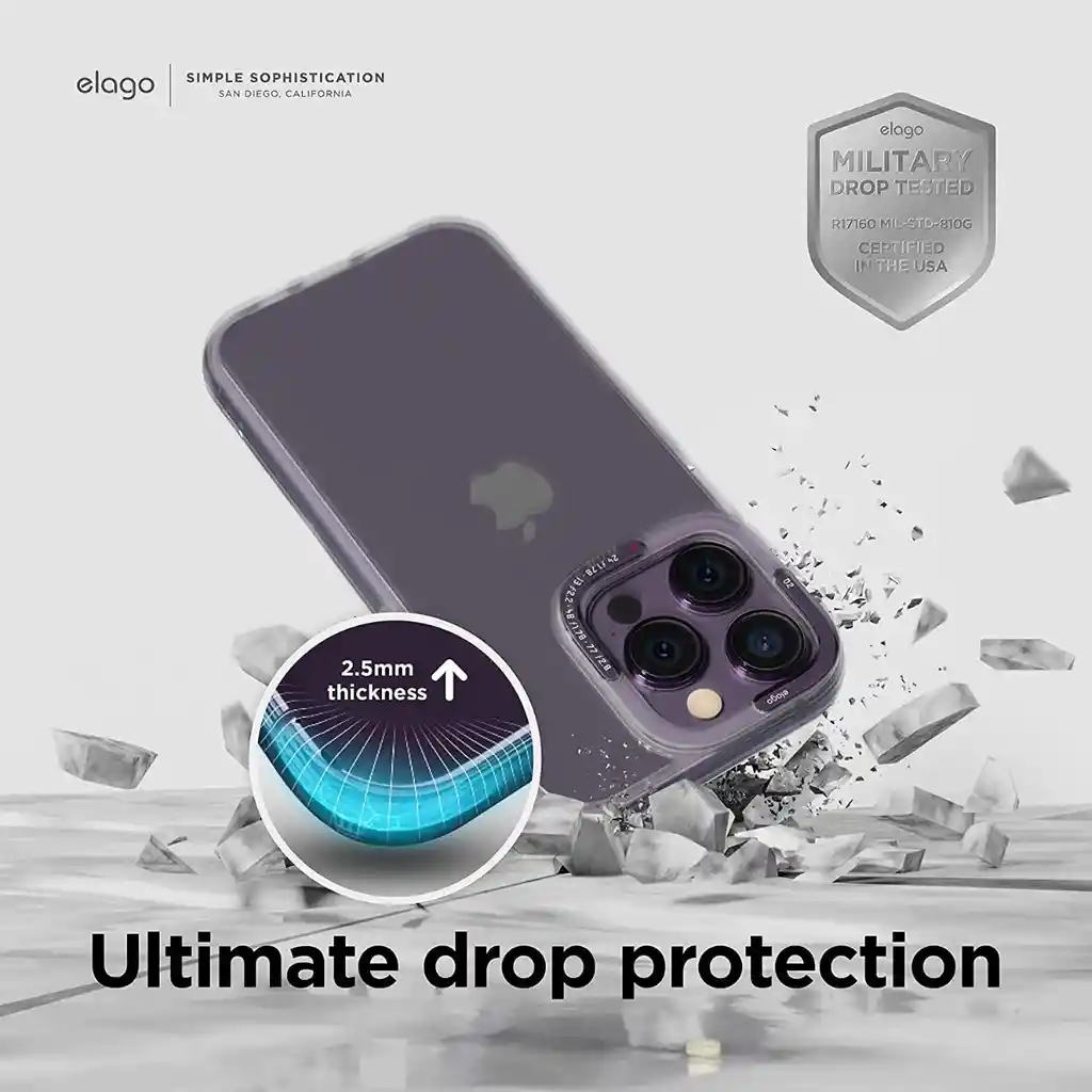 Estuche Para Iphone 14 Pro Max Elago Dual Clear / Morado