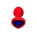 Plug Anal Silicona Corazón Rojo Joya Azul Talla S