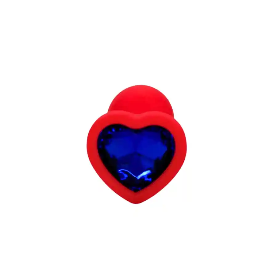 Plug Anal Silicona Corazón Rojo Joya Azul Talla S