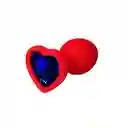 Plug Anal Silicona Corazón Rojo Joya Azul Talla S