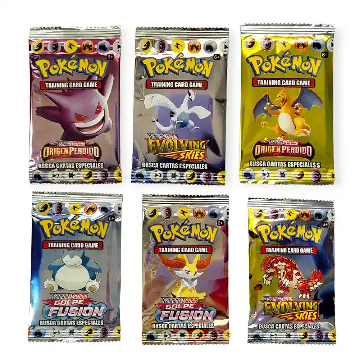 50 Sobres Cartas Pokemon Holográficas Coleccionables