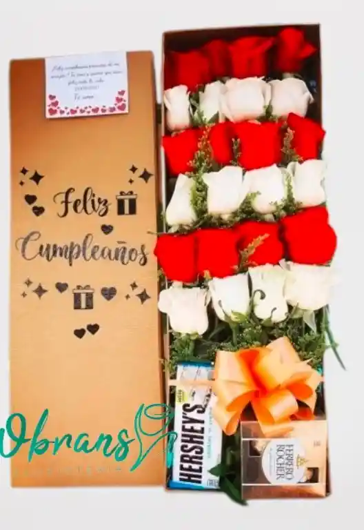 Caja Rosas X24 Rojas Y Blancas