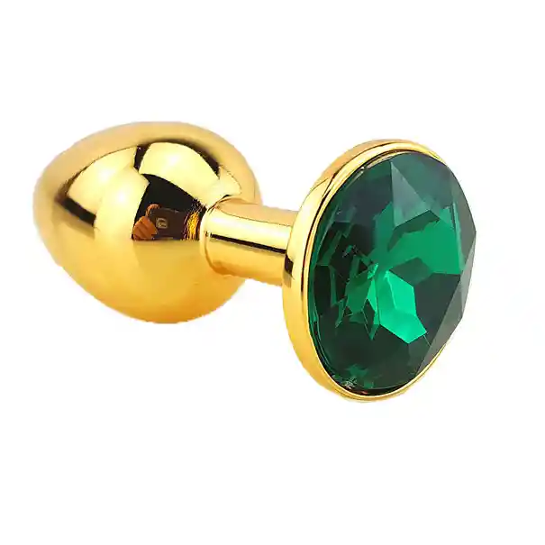 Plug Anal Dorado Con Joya Green Talla S