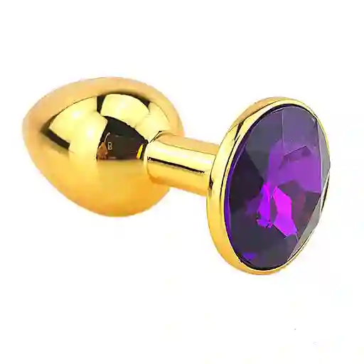 Plug Anal Dorado Con Joya Purple Talla S