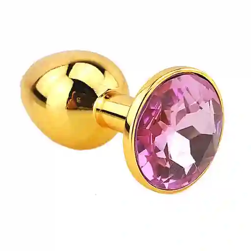 Plug Anal Dorado Con Joya Pink Talla S