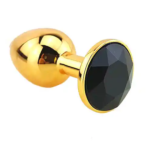 Plug Anal Dorado Con Joya Black Talla S