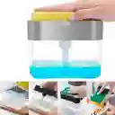 Dispensador De Jabón Lavaplatos Con Esponja Color Gris