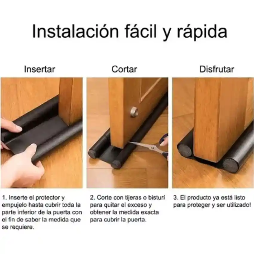 Tapon Puerta Burlete Polvo Sello Protecto Insecto Ruido Olor Color Negro