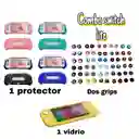 Protector Rígido / Funda + Vidrio Templado + 2 Grips Para Nintendo Switch Lite