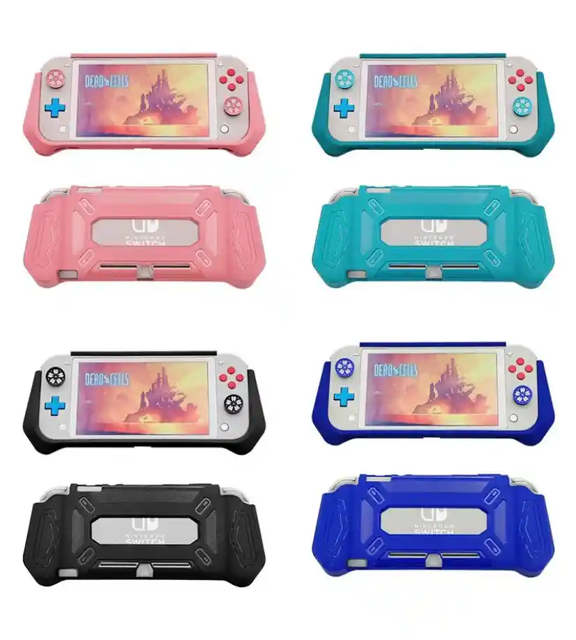 Protector Rígido / Funda + Vidrio Templado + 2 Grips Para Nintendo Switch Lite