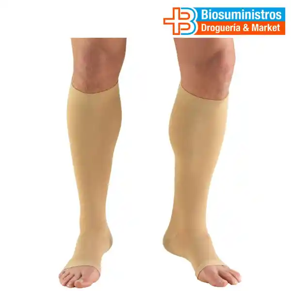 Media De Compresion Hombre Therafirm 20-30 Mmhg Rodilla Punta Abierta Talla S Arena Ref 79320