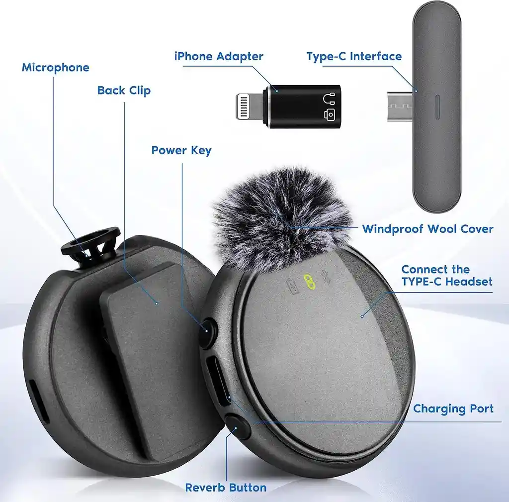  Microfono De Solapa Inalambrico Smartphone/ iPhone  Lovfive B3 