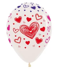 R-12 Globos Bombas Fiesta Sempertex Infinity Corazones 3 Tintas Fashion Transparente X12 Globos