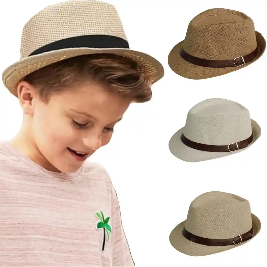 Sombrero Ala Corta, Fedora Tipo Aguadeño Para Niño Beige