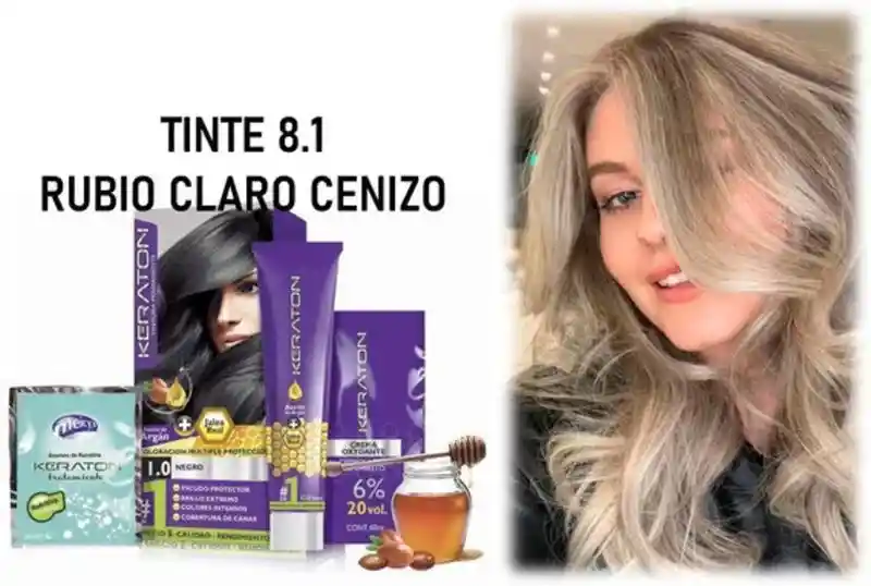  Tinte Keraton Perman X 60 Ml 8.1 Ru Bio  Claro Ceniz 