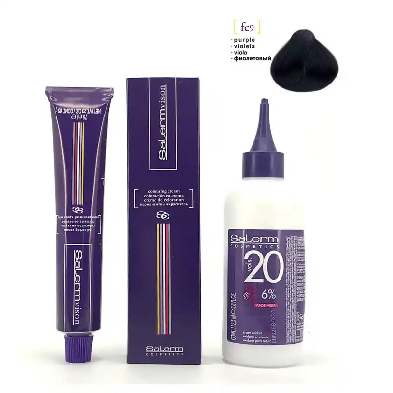 Tinte Vison Salerm Nº Fc9 - Purple, Incluye Peroxido En Crema