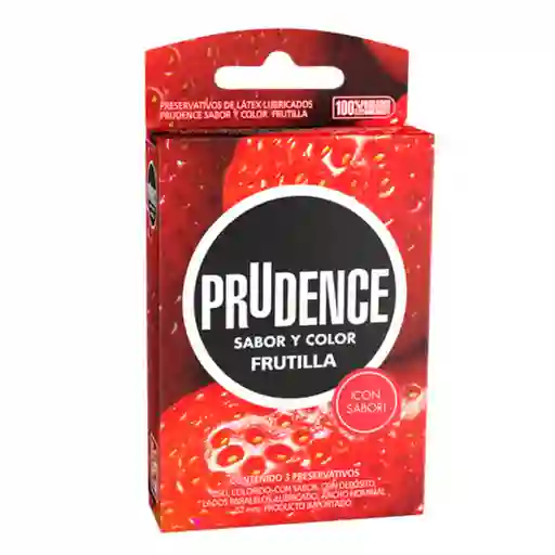 Condones Prudence Fresa Sabor Y Color X 3 Unds - Frutilla