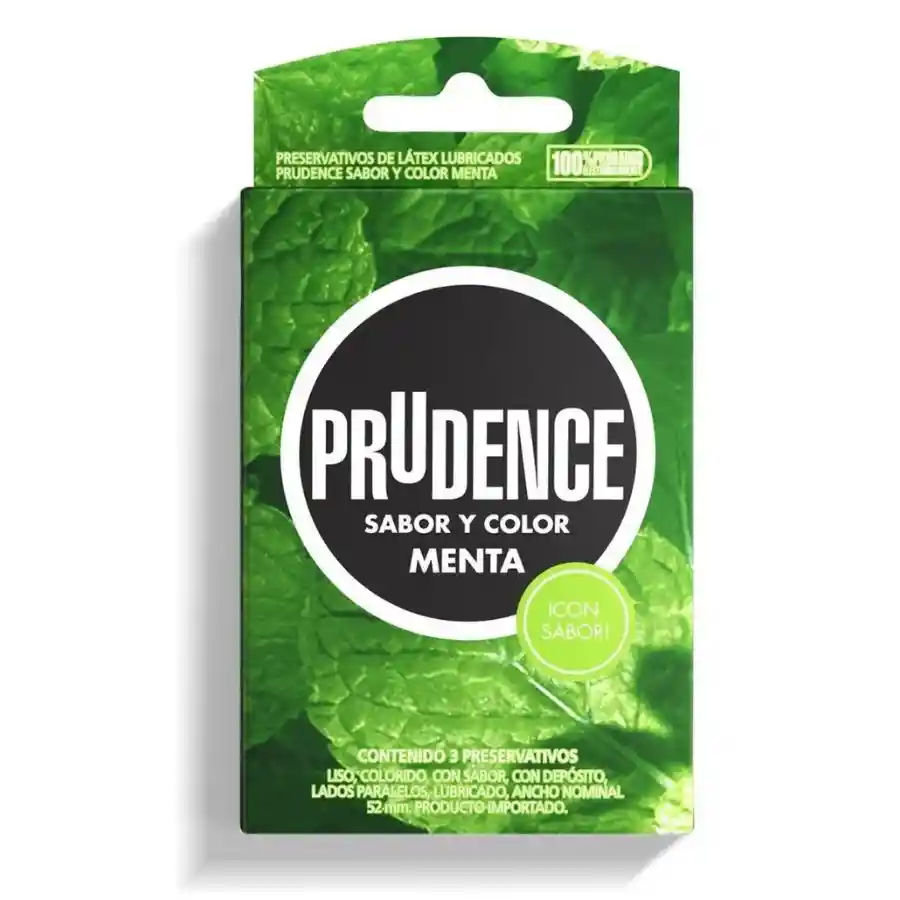 Condones Prudence Menta Sabor Y Color X 3 Unds