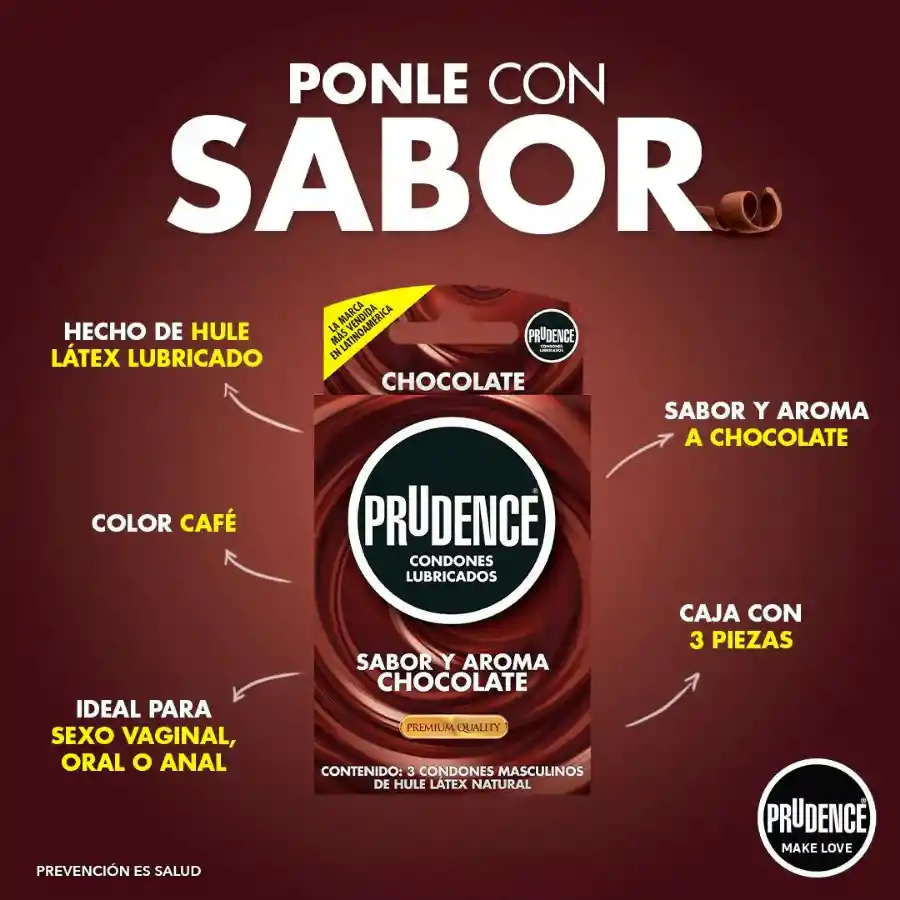 Condones Prudence Chocolate Sabor Y Color X 3 Unds