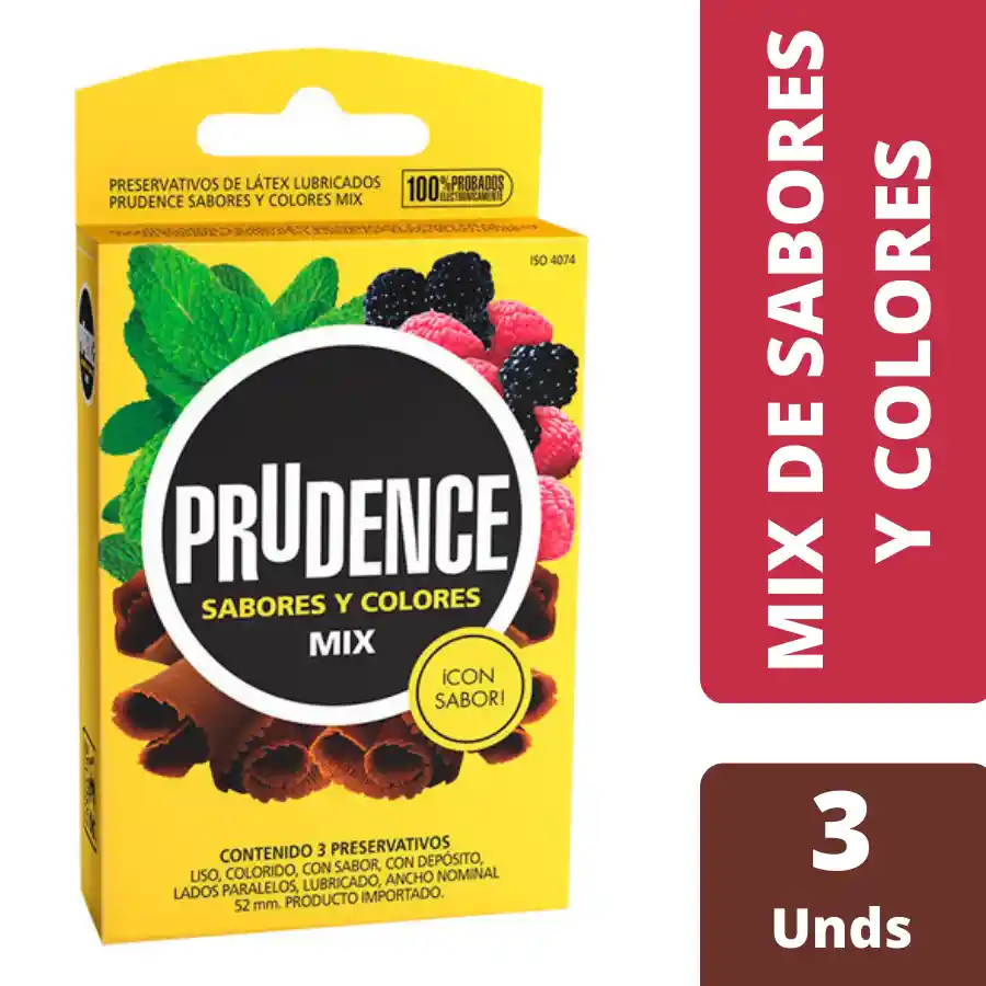 Condones Prudence Mix De Sabores Y Colores X 3 Unds