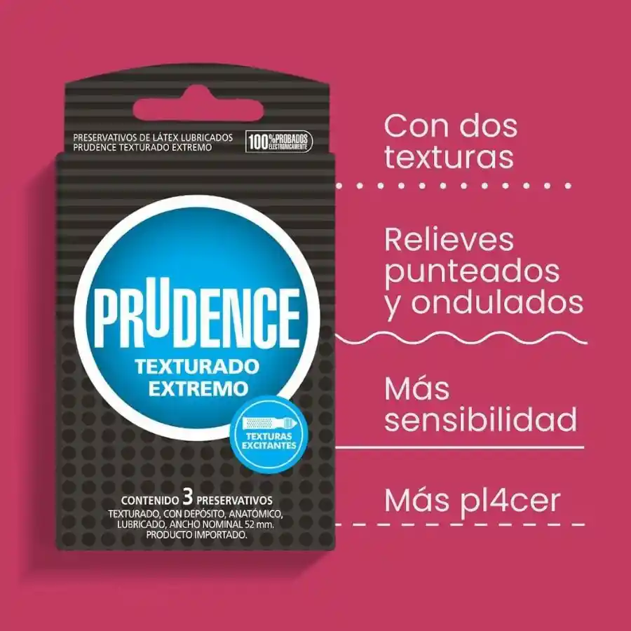 Condones Prudence Texturado Extremo X 3 Unds