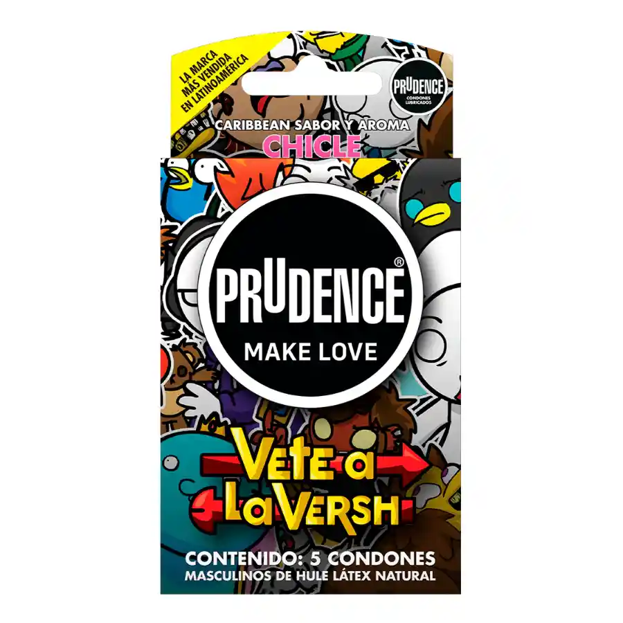 Condones Prudence Vete A La Versh Sabor Y Color Chicle X 5 Unds