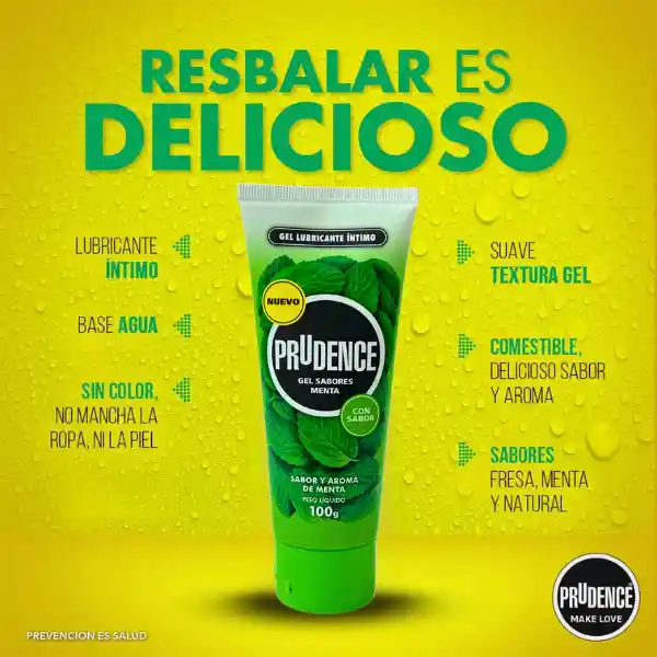 Prudence Gel Sabores Menta 100g Lubricante Intimo Saborizado