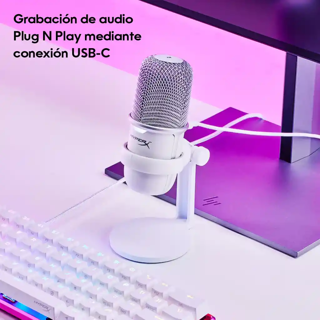 Micrófono Usb Pro Gamer Streaming Hyperx Solocast Blanco