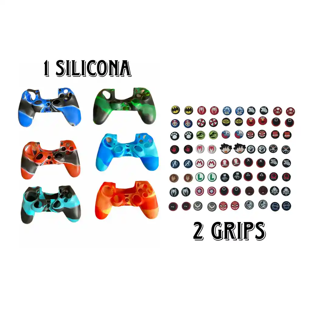 Silicona Diseño Camuflad Para Ps4 + Dos Grips De Diseños