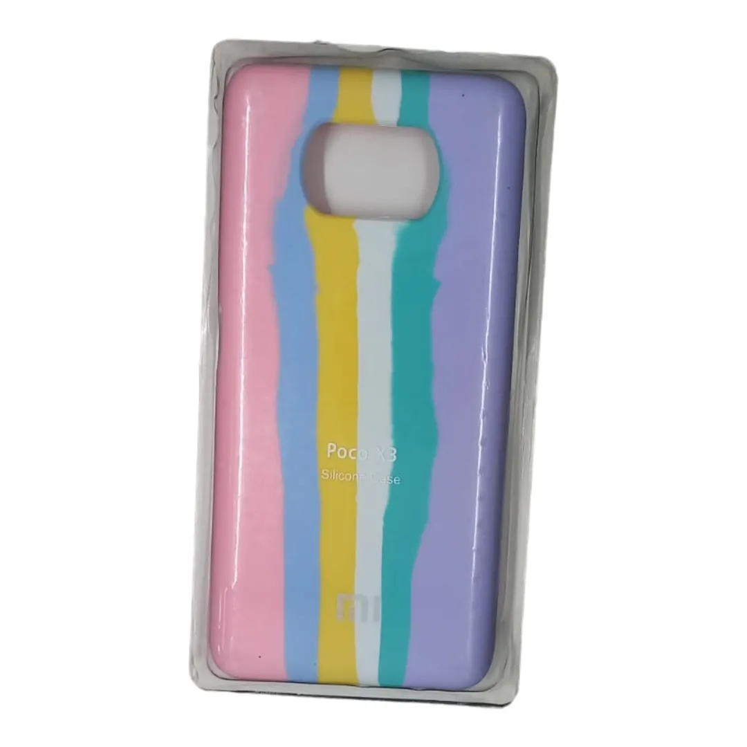 Forro Silicone Case Arcoiris Rosado Xiaomi Poco X3