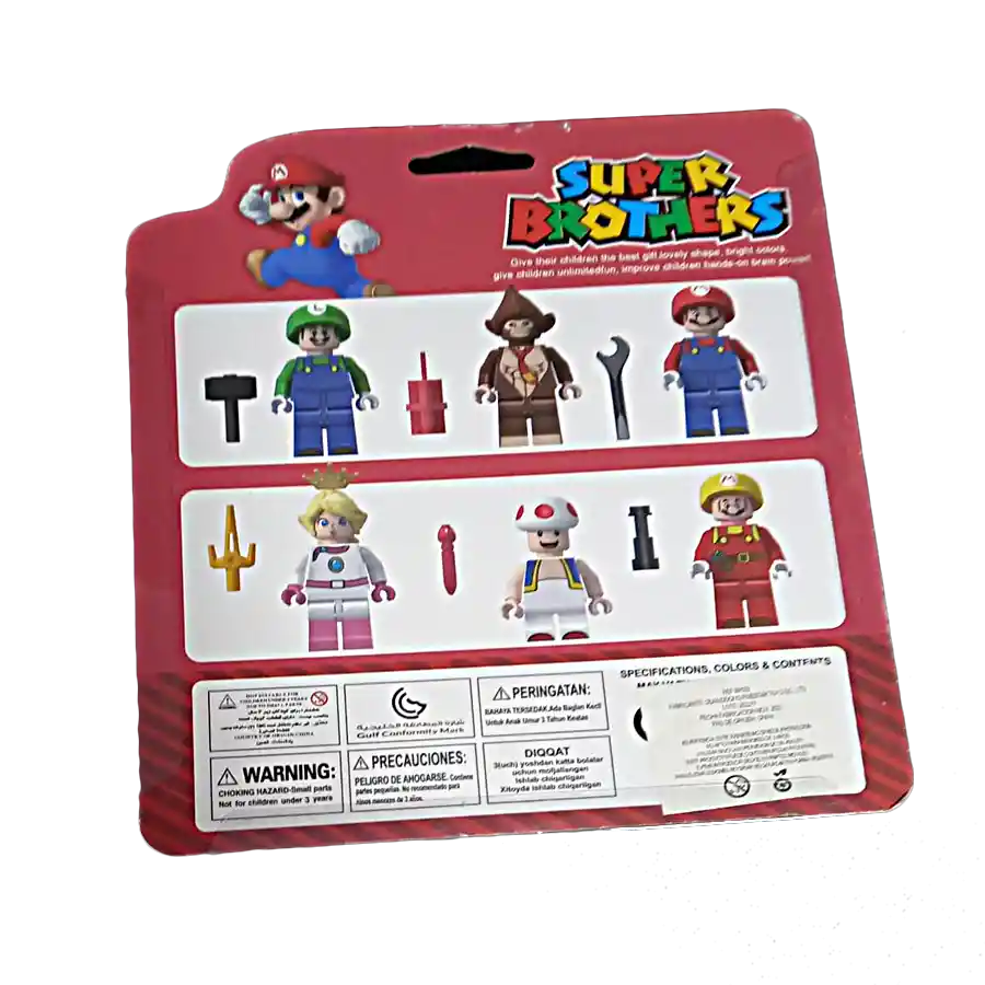 Set X6 Figuras Lego Mario Bros Luigi Muñecos 6cm Blister