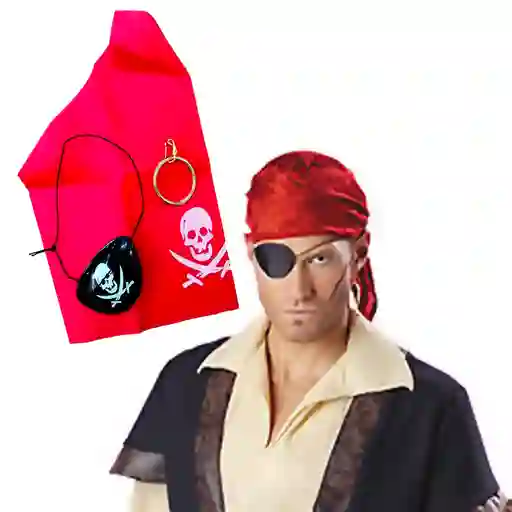 Set Disfraz Parche Pirata + Pañoleta + Pendiente Halloween