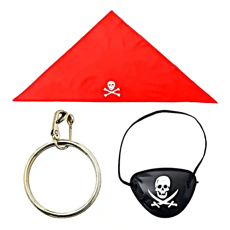 Et Disfraz Pirata Sombrero Parche Pañoleta Y Pendiente