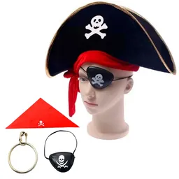 Et Disfraz Pirata Sombrero Parche Pañoleta Y Pendiente