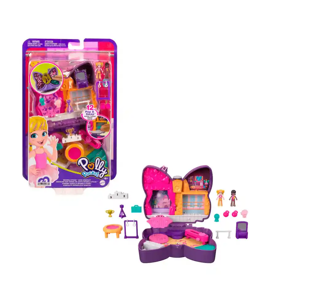 Set De Polly Pocket Estuche De Mariposa Musical Hcg17