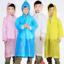 Impermeable Capa Para Lluvia Eva Raincoat Para Niños De Botones