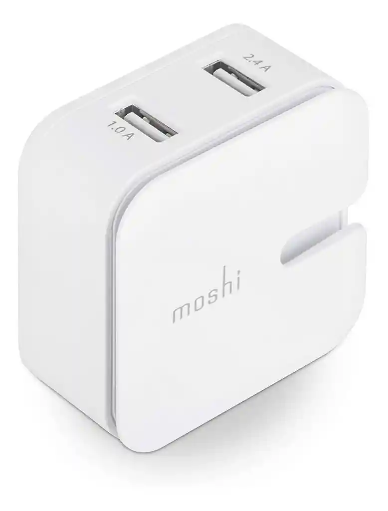 Adaptador Pared De Doble Puerto Moshi Rewind 2 Blanco