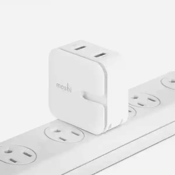 Adaptador Pared De Doble Puerto Moshi Rewind 2 Blanco