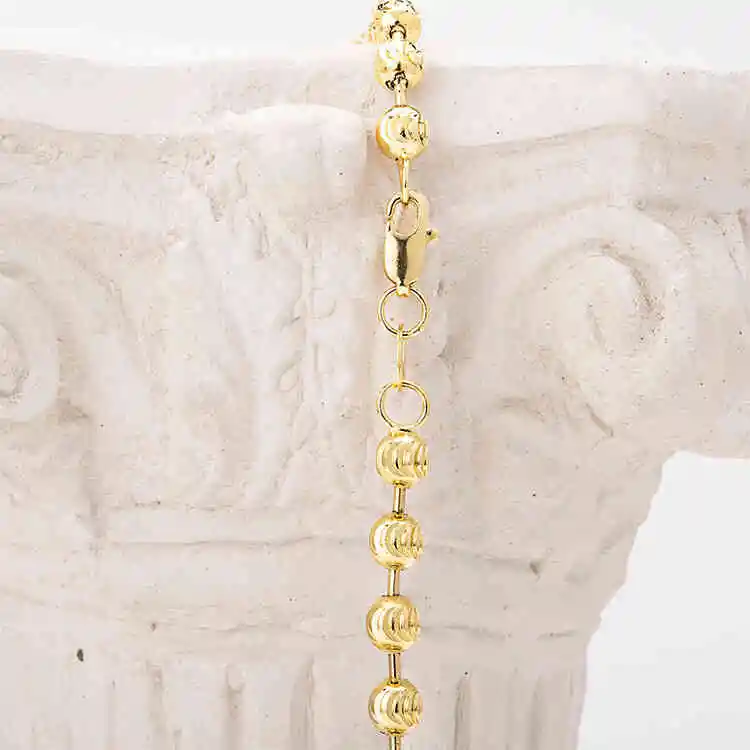 Cadena Oro Aurux Balín Diamantado 5mm De 60 Cm