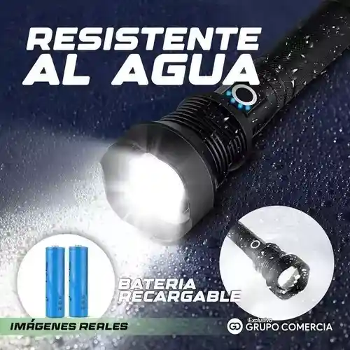 Linterna Alta Potencia 6 En 1 Enfoque 8000lm Zoom Recargable