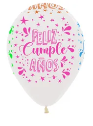 R-12 Globos Bombas Fiesta Sempertex Infinity Feliz Cumpleaños Splash Neon Transparente X12 Globos