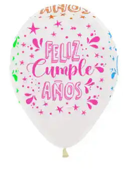 R-12 Globos Bombas Fiesta Sempertex Infinity Feliz Cumpleaños Splash Neon Transparente X12 Globos