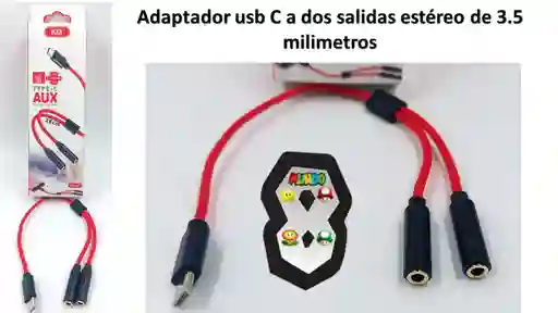 Adaptador Tipo C A Dos Jack 3.5 Para Telefonos