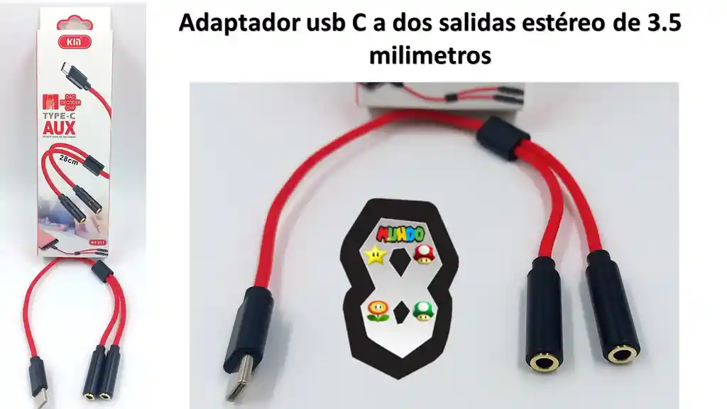 Adaptador Tipo C A Dos Jack 3.5 Para Telefonos