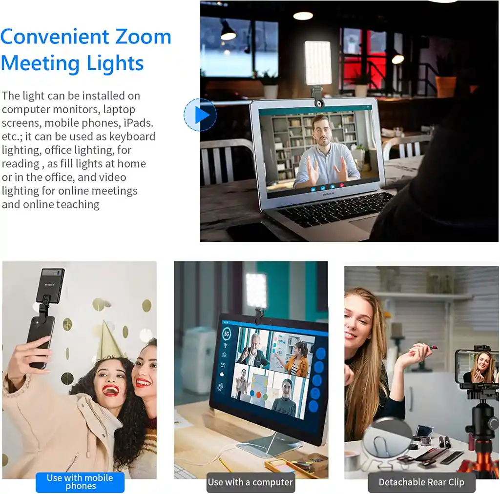 Luz Led Con Clip Y Soporte Para Teléfono Para Iphone / Tableta/ Portátil – Neewer
